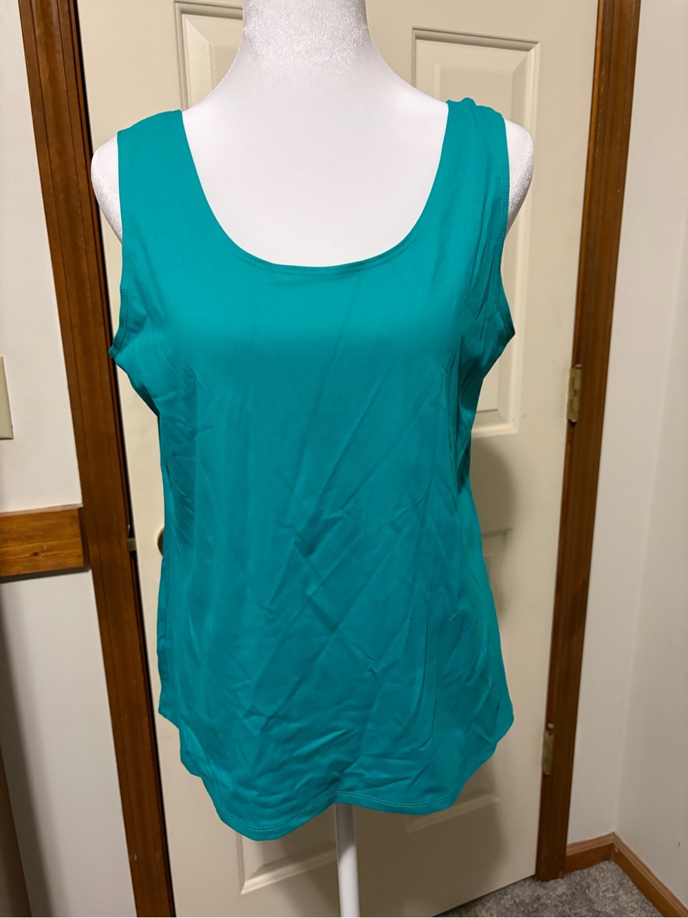 Chico's Teal Knit Scoop Neck Sleeveless Tank Top Size 2 Large